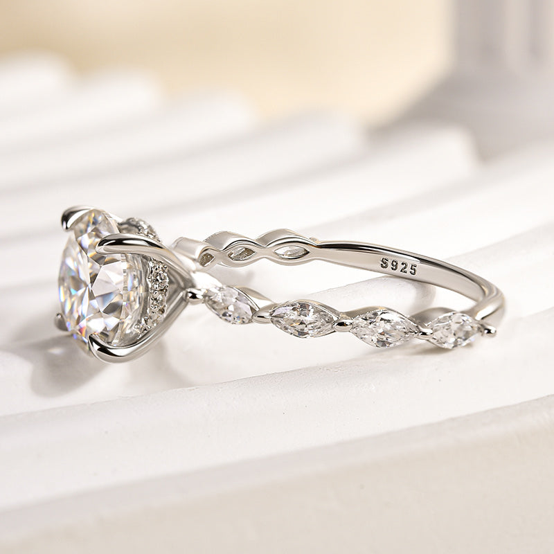 2 Carat Round Moissanite Engagement Ring White Gold