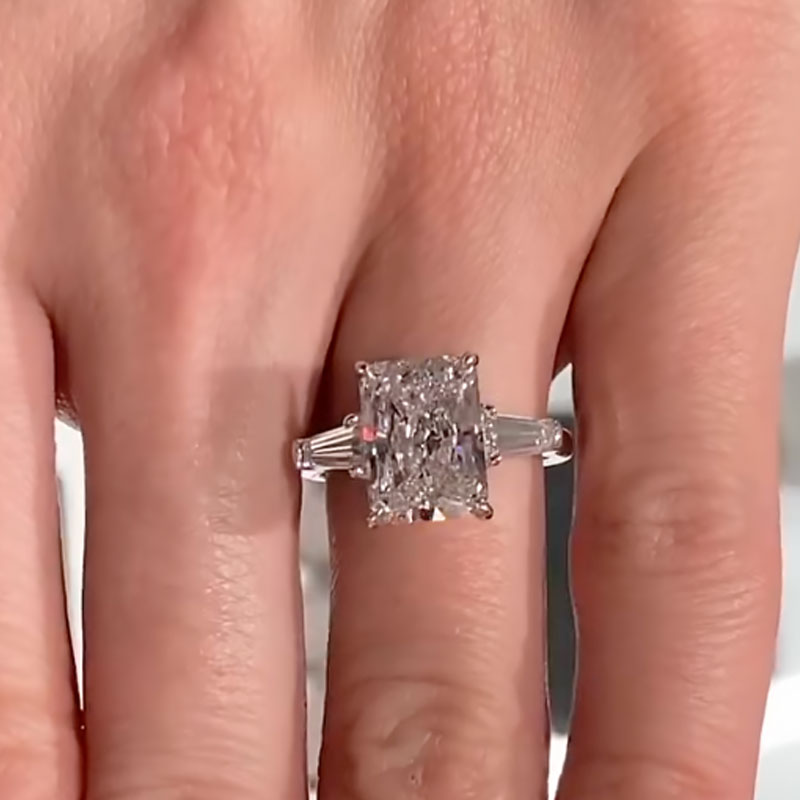 4.0ct Radiant Cut Three Stone Ring