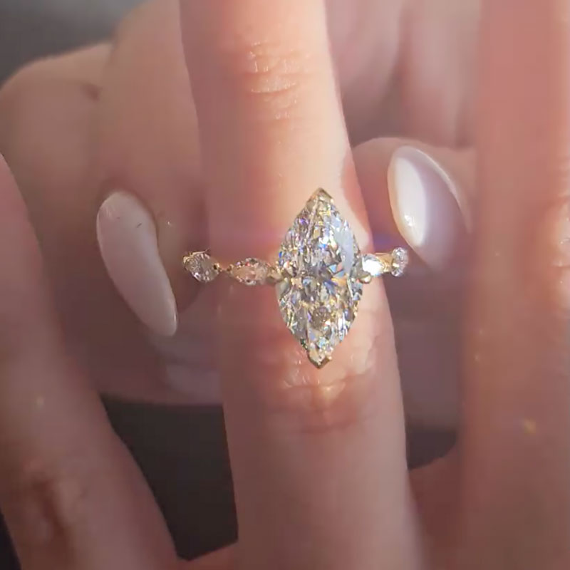 4.0 Carat Marquise-Cut Simulated Diamond Engagement Ring