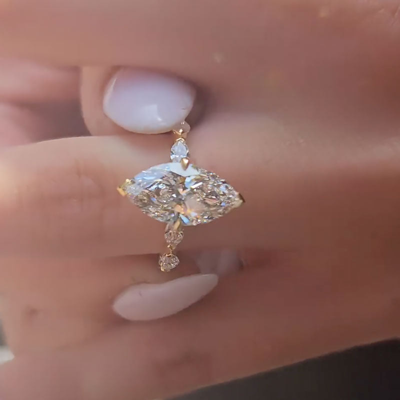4.0 Carat Marquise-Cut Simulated Diamond Engagement Ring