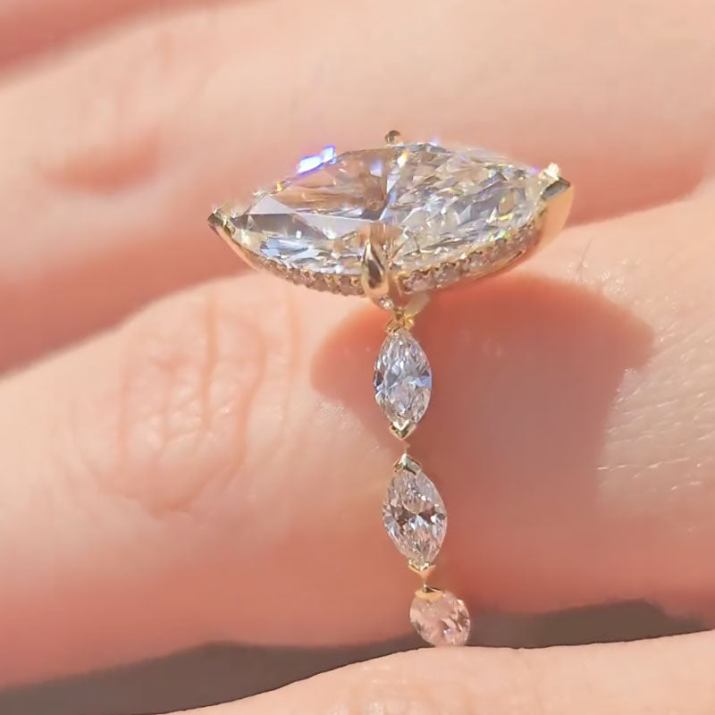 4.0 Carat Marquise-Cut Simulated Diamond Engagement Ring