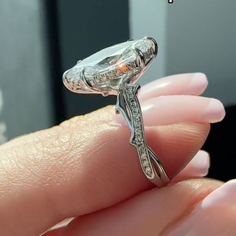 3.0ct Marquise Cut Twist Engagement Ring in Sterling Silver