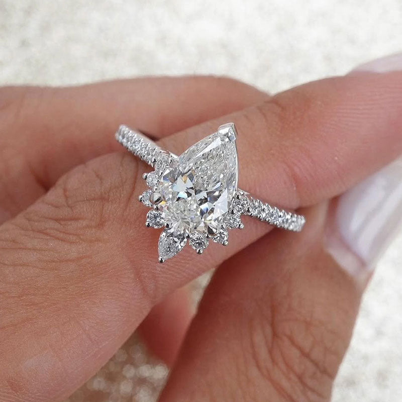 2.5Ct Pear Cut Paraiba Tourmaline Engagement Ring
