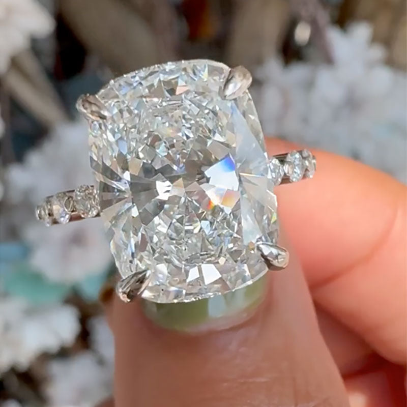 9.0Ct Cushion Cut Diamond Halo Ring