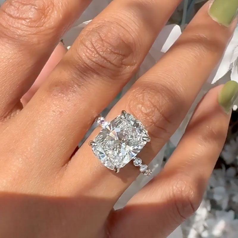 9.0Ct Cushion Cut Diamond Halo Ring