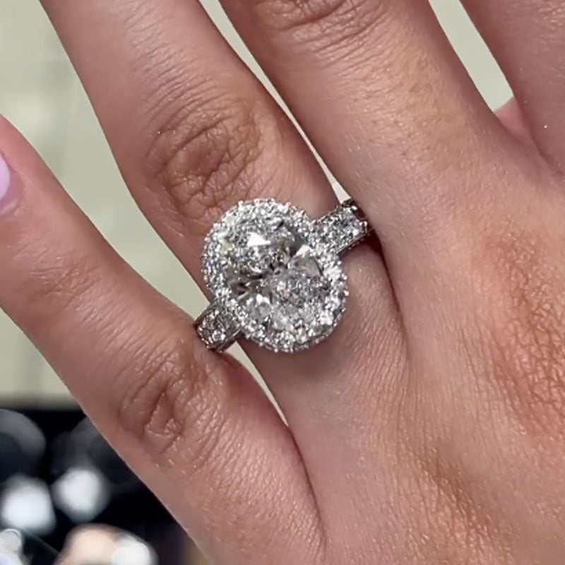 3.0Ct Oval Cut Diamond Halo Ring in White Gold