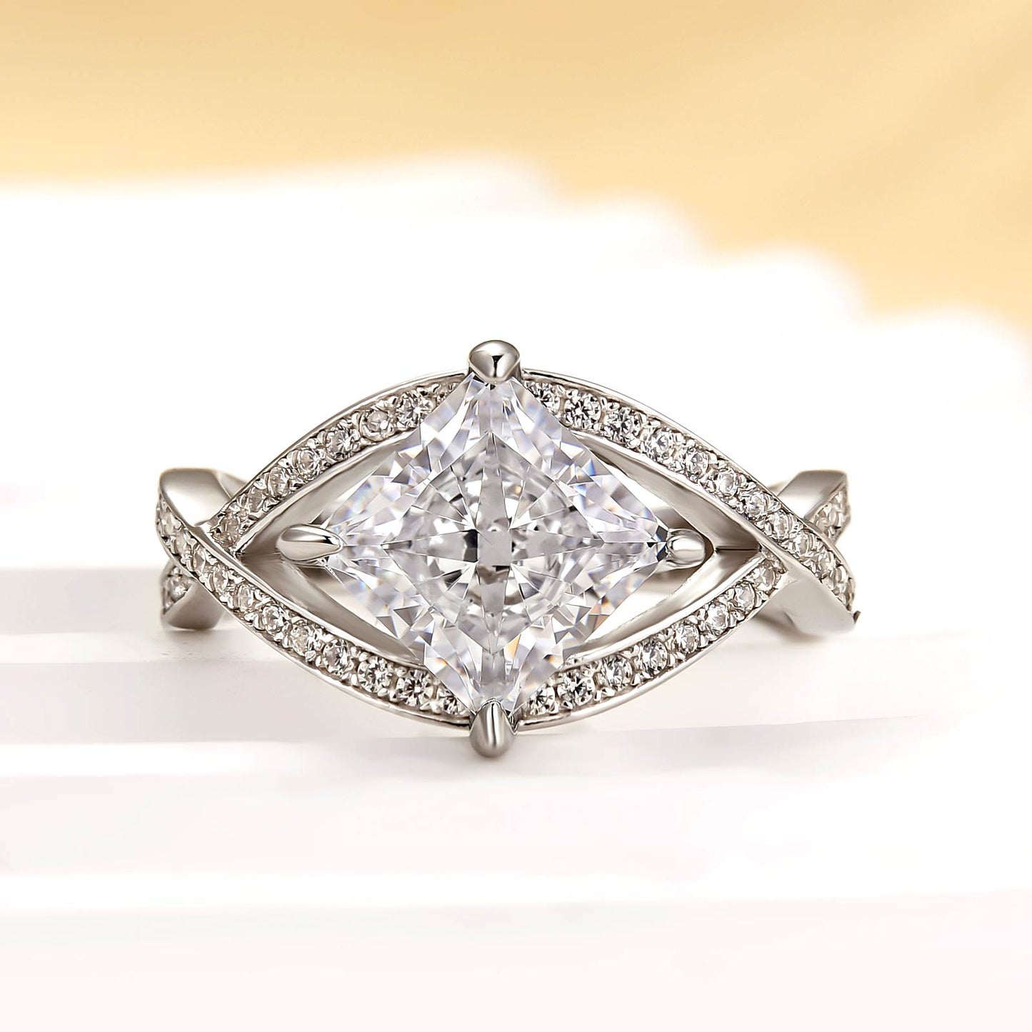 2.0ct Princess Cut Eye Symbol Ring in Sterling Silver
