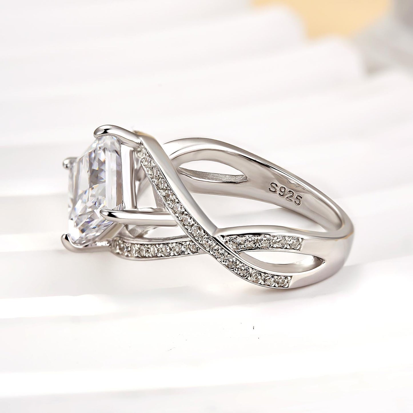 2.0ct Princess Cut Eye Symbol Ring in Sterling Silver