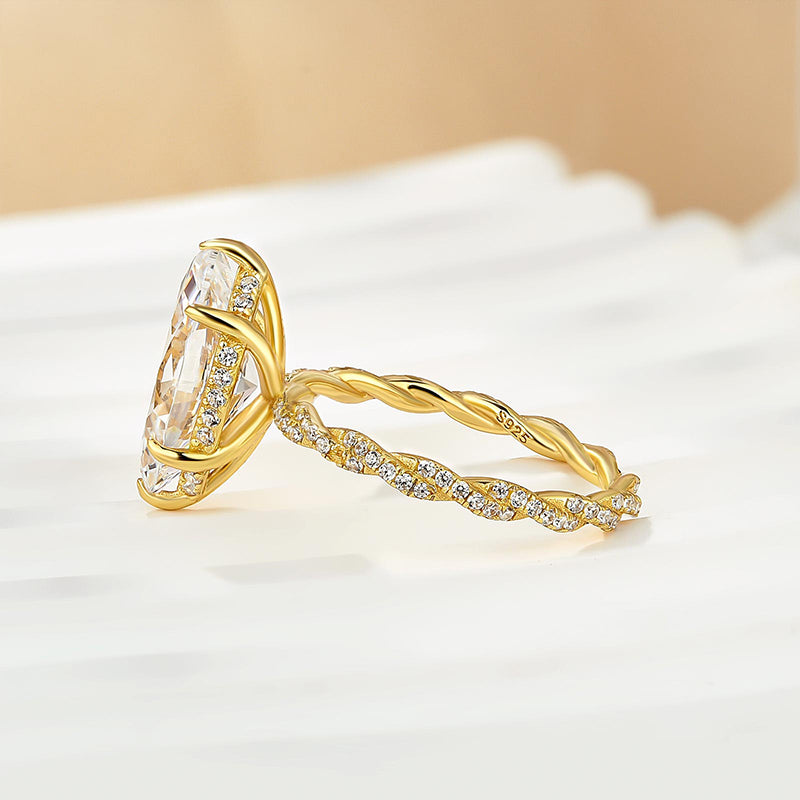 4Ct Marquise Cut Diamond Ring with Hidden Halo 925 Silver