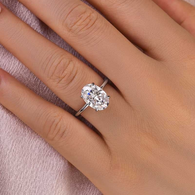 4 Carat Oval Moissanite Ring | 925 Sterling Silver White/Yellow/Rose Gold