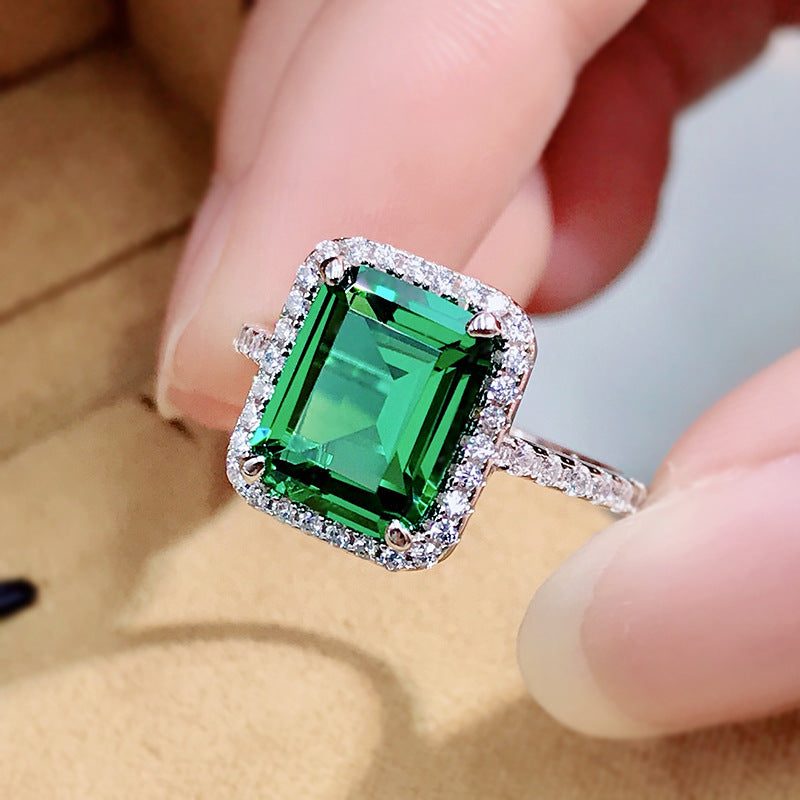 Emerald Green Simulated Diamond Jewelry Set in 925 Sterling Silver