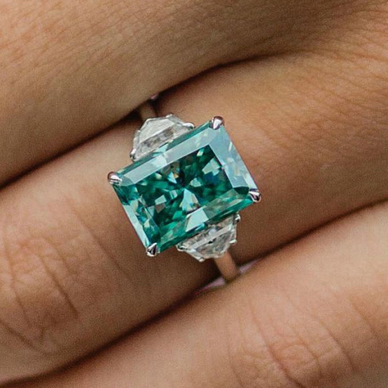 5.0Ct Radiant Cut Paraiba Tourmaline Three-Stone Ring