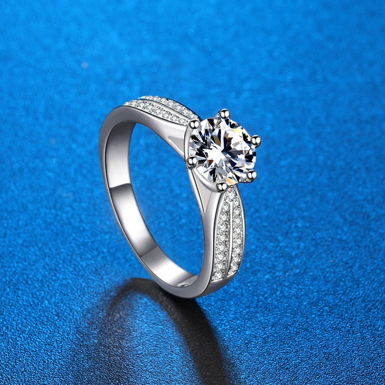 1.0CT Round Moissanite Engagement Ring – Sterling Silver