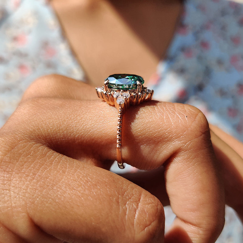 2.0ct Oval Paraiba Tourmaline Ring - Rose Gold Plated Sterling Silver