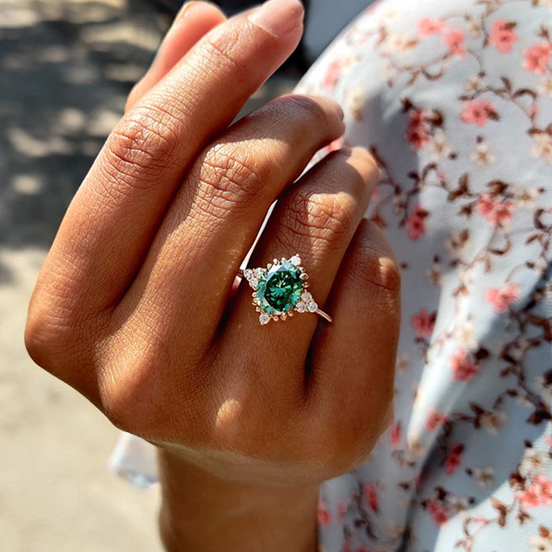 2.0ct Oval Paraiba Tourmaline Ring - Rose Gold Plated Sterling Silver