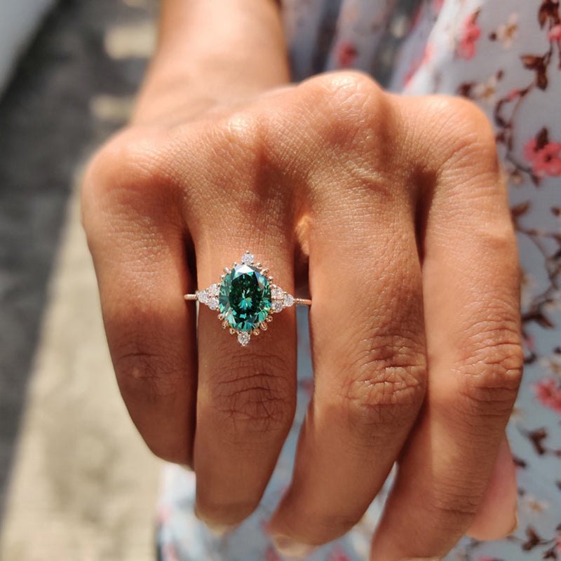2.0ct Oval Paraiba Tourmaline Ring - Rose Gold Plated Sterling Silver