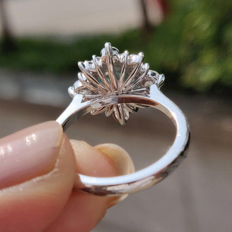 2.0 Carat Cyan Blue Moissanite Snowflake Engagement Ring