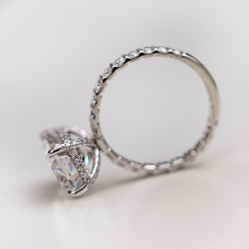 5Ct Cushion Cut Diamond Ring with 0.5Ct Accents 925 Silver