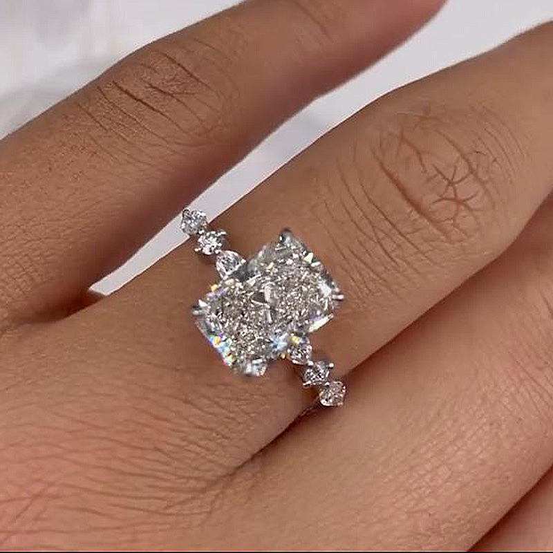 3.5 Carat Radiant-Cut Simulated Diamond Two-Tone Engagement Ring
