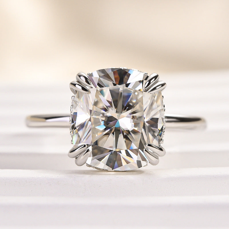 4.5ct Cushion Moissanite Engagement Ring - Sterling Silver
