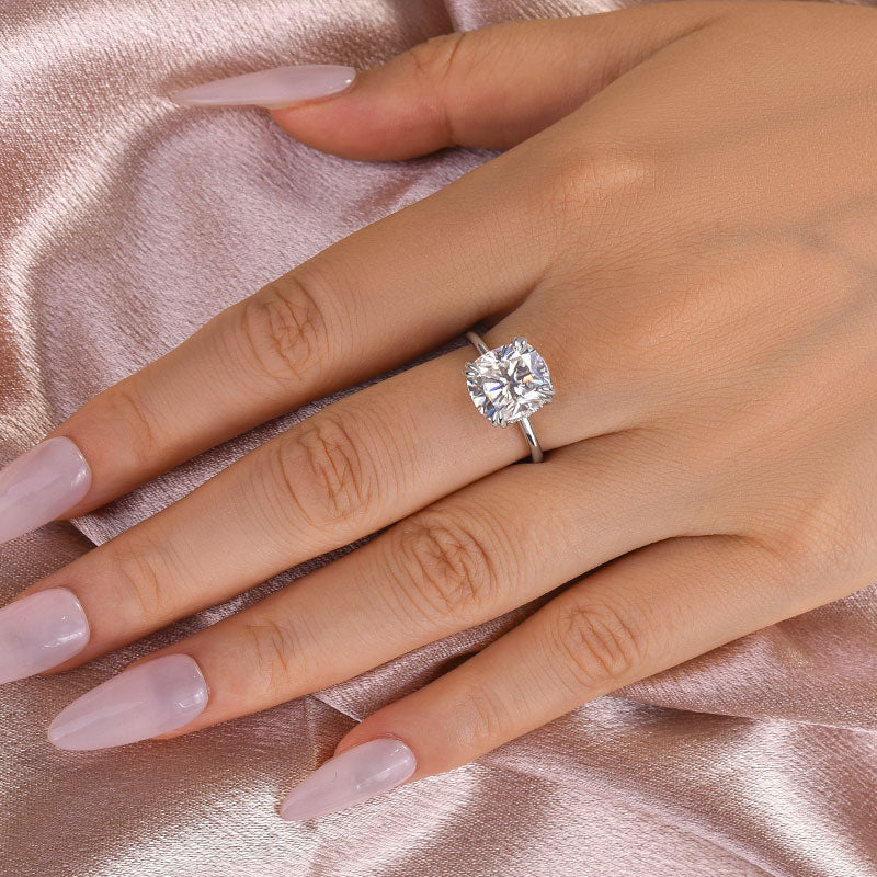 4.5ct Cushion Moissanite Engagement Ring - Sterling Silver