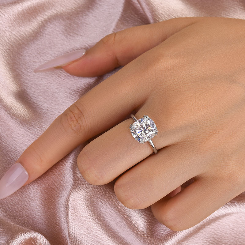 4.5ct Cushion Moissanite Engagement Ring - Sterling Silver
