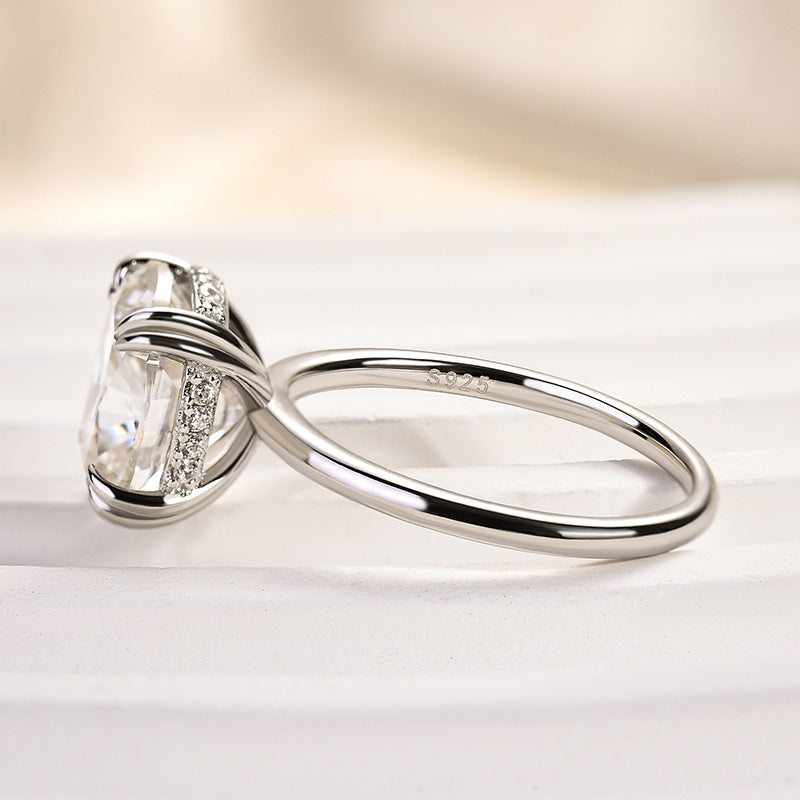 4.5ct Cushion Moissanite Engagement Ring - Sterling Silver
