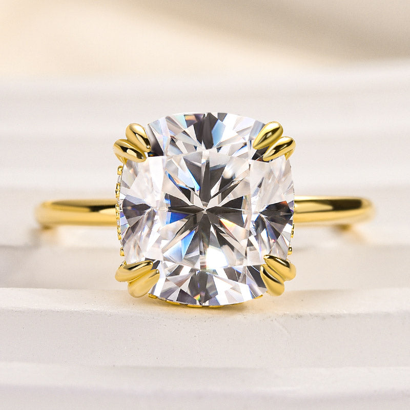 4.5ct Cushion Moissanite Engagement Ring - Sterling Silver