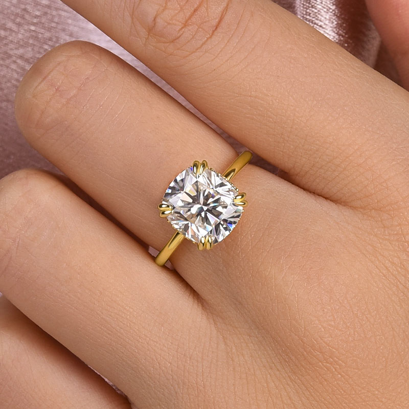 4.5ct Cushion Moissanite Engagement Ring - Sterling Silver