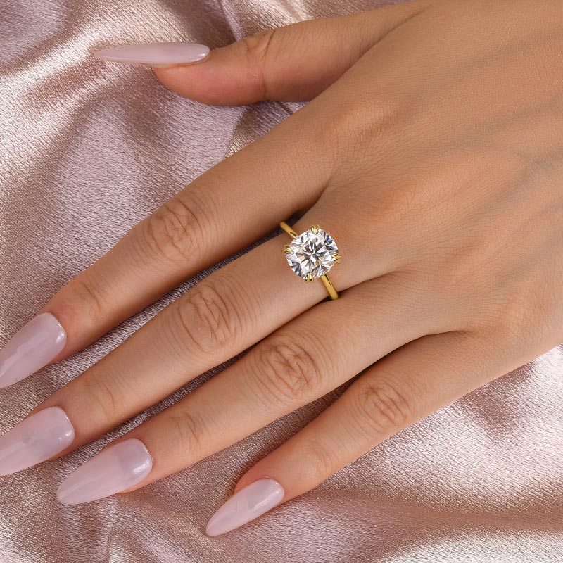 4.5ct Cushion Moissanite Engagement Ring - Sterling Silver