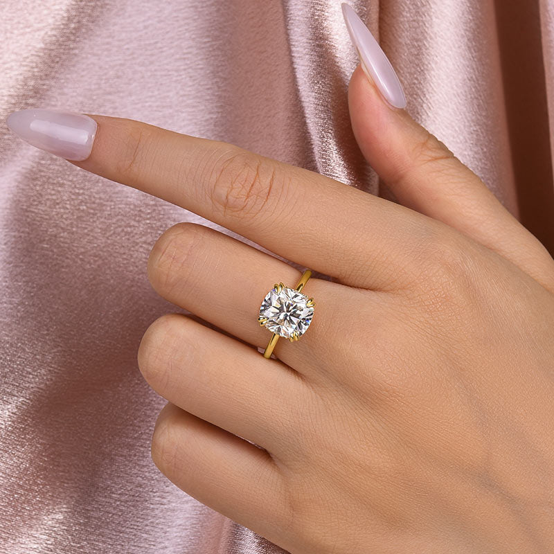 4.5ct Cushion Moissanite Engagement Ring - Sterling Silver