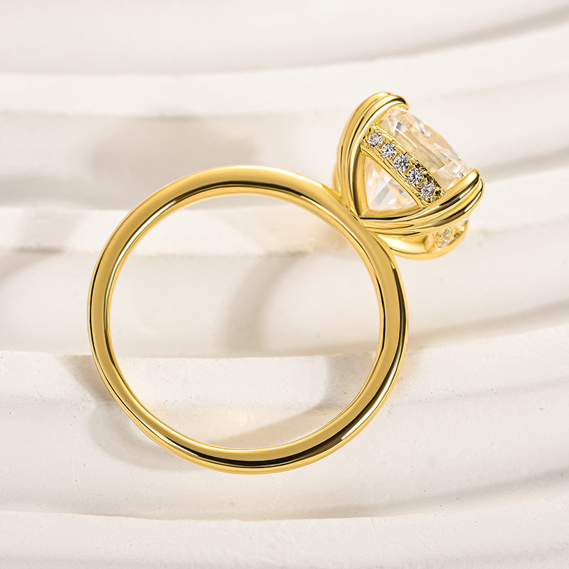 4.5Ct Cushion Moissanite Ring - 8 Prong White/Yellow Gold 925 Silver