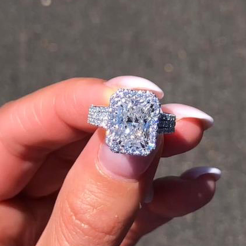3.5ct Radiant Cut Diamond Split Shank Ring