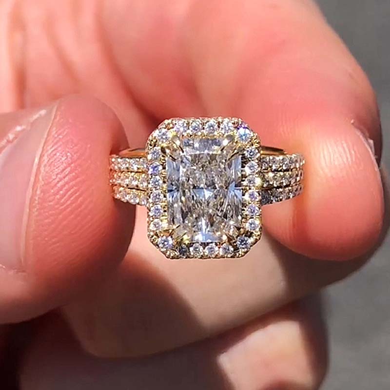 3.5ct Radiant Cut Diamond Split Shank Ring