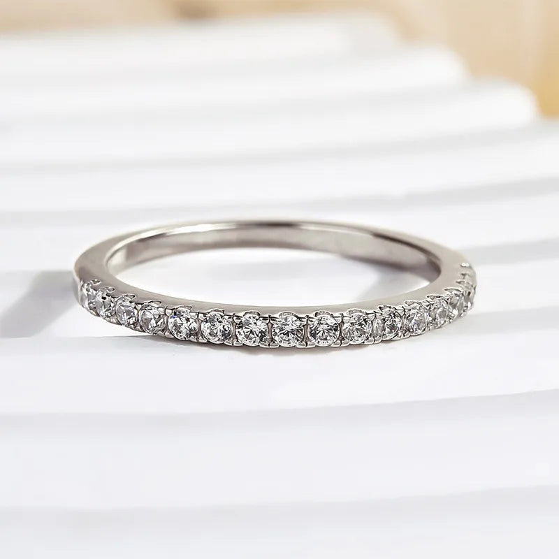 Alliance demi-éternité en diamant Sona de 0,3 ct, en argent sterling plaqué or ou blanc