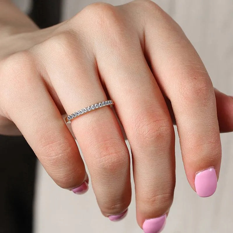 Alliance demi-éternité en diamant Sona de 0,3 ct, en argent sterling plaqué or ou blanc