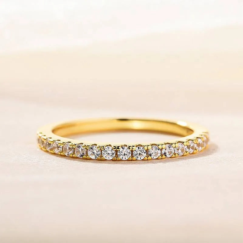 Alliance demi-éternité en diamant Sona de 0,3 ct, en argent sterling plaqué or ou blanc