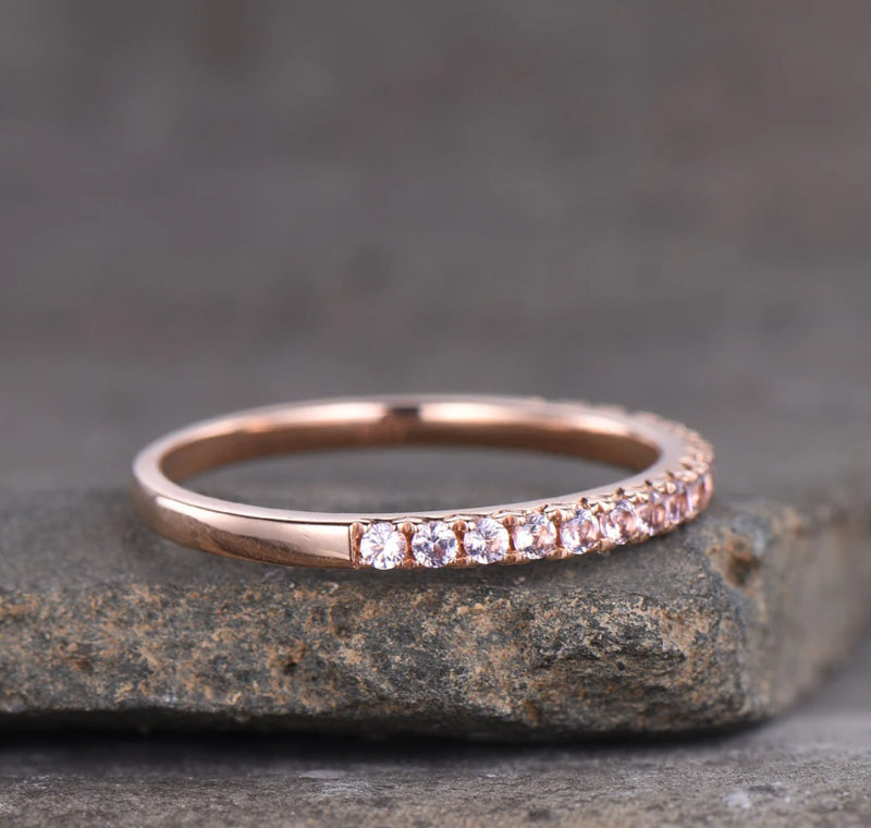 Alliance demi-éternité en diamant Sona de 0,3 ct, en argent sterling plaqué or ou blanc