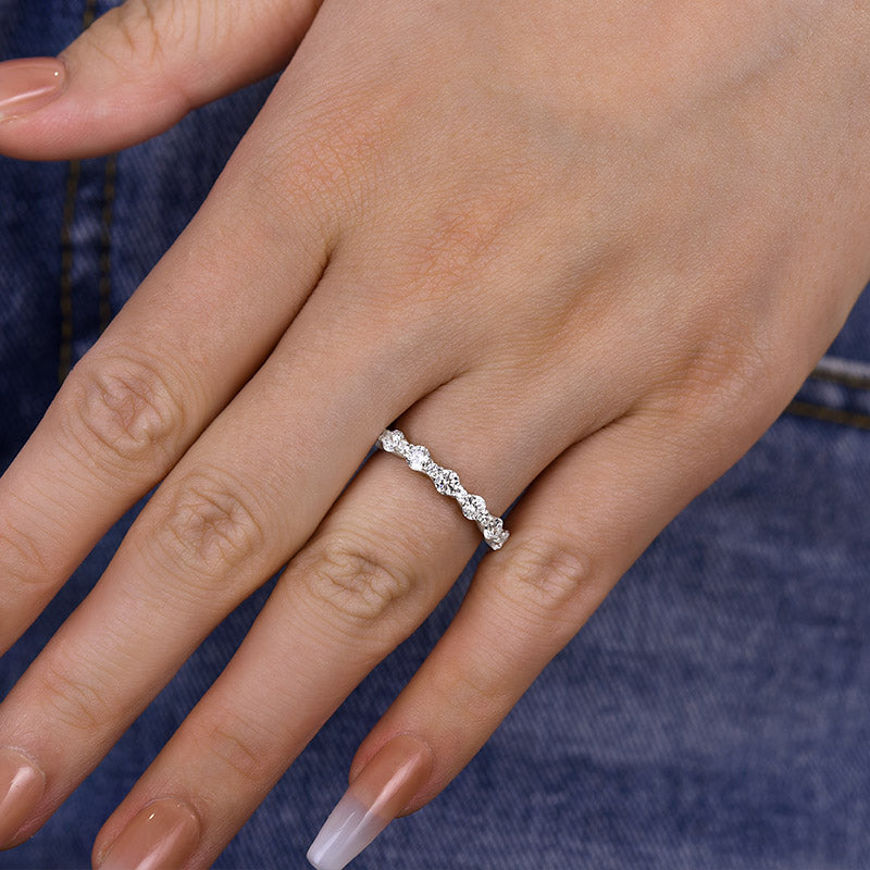 1.5Ct Round Simulated Diamond Full Eternity Wedding Band, White Gold Plated