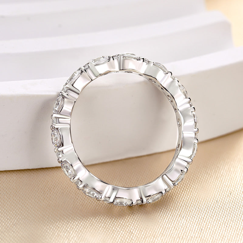 1.5Ct Round Simulated Diamond Full Eternity Wedding Band, White Gold Plated