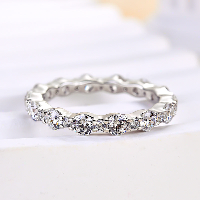 1.5Ct Round Simulated Diamond Full Eternity Wedding Band, White Gold Plated