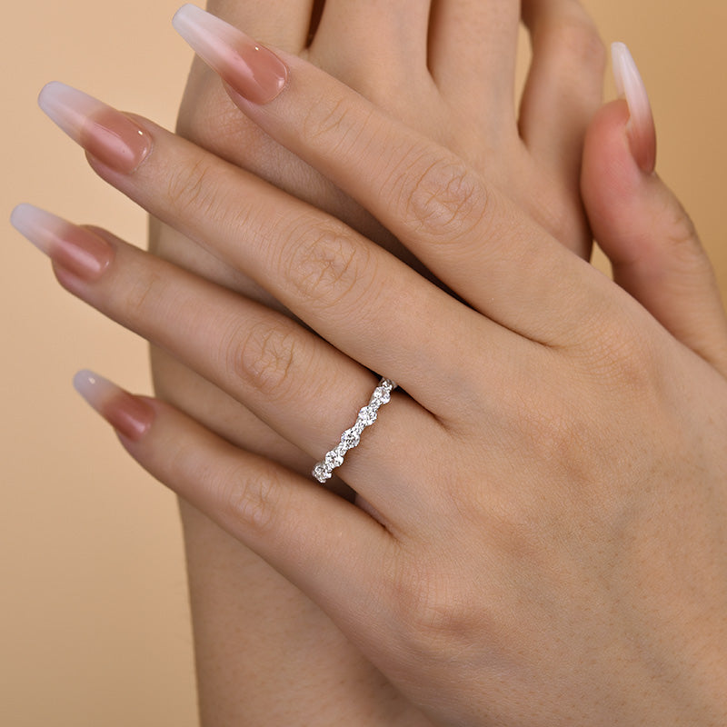 1.5Ct Round Simulated Diamond Full Eternity Wedding Band, White Gold Plated