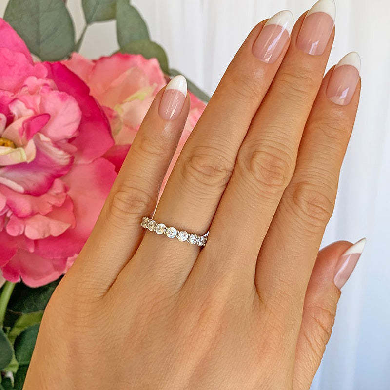 2.0Ct Round Sona Simulated Diamond Full Eternity Wedding Band, White Gold Plated