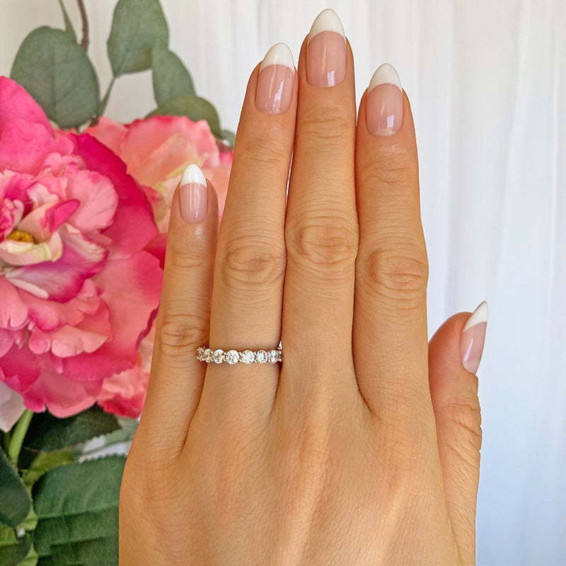 2.0Ct Round Sona Simulated Diamond Full Eternity Wedding Band, White Gold Plated