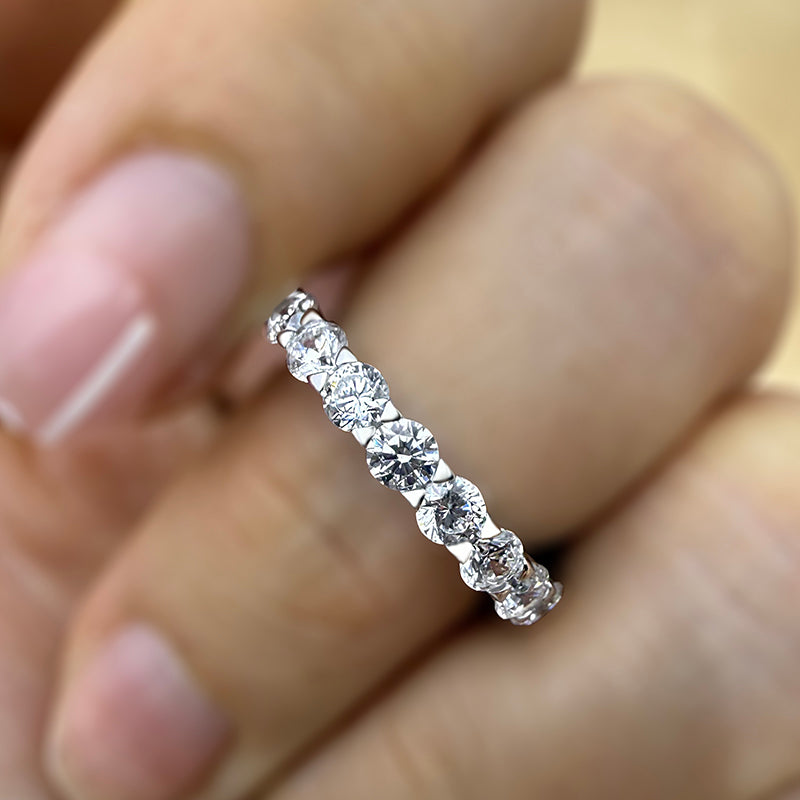2.0Ct Round Sona Simulated Diamond Full Eternity Wedding Band, White Gold Plated