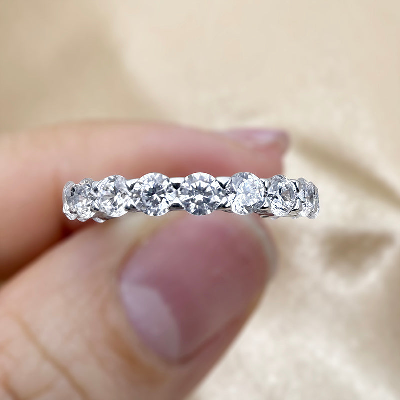 2.0Ct Round Sona Simulated Diamond Full Eternity Wedding Band, White Gold Plated