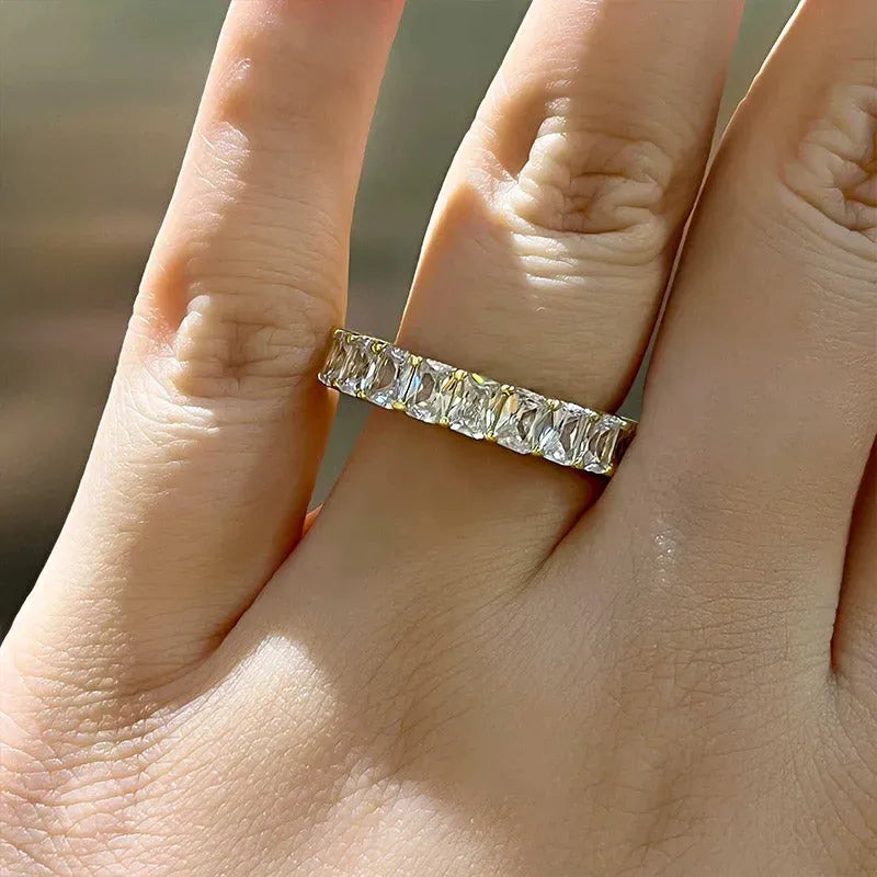 3.5Ct Elegant Sona Diamond Band, White or Gold Plated Sterling Silver
