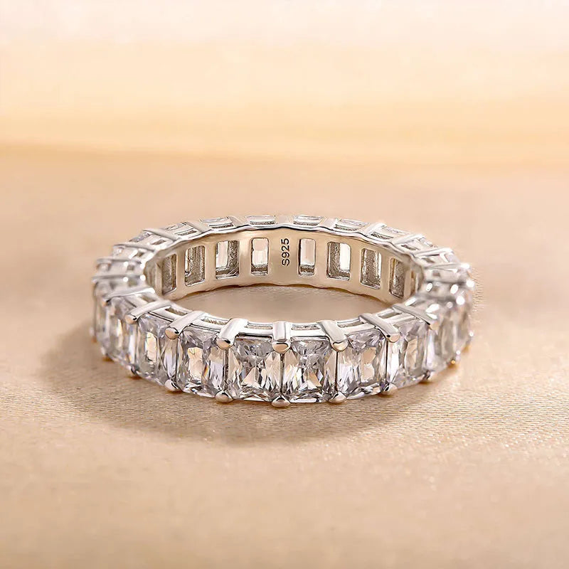 3.5Ct Elegant Sona Diamond Band, White or Gold Plated Sterling Silver