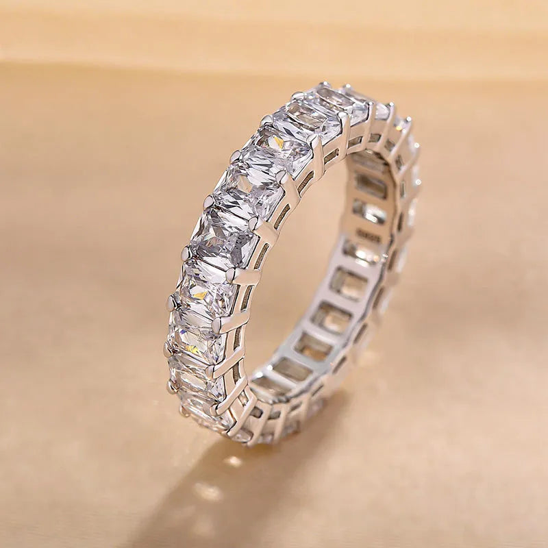 3.5Ct Elegant Sona Diamond Band, White or Gold Plated Sterling Silver