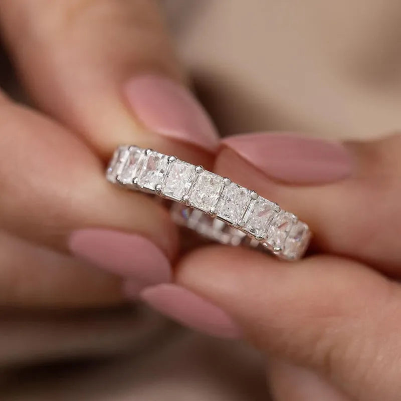 3.5Ct Elegant Sona Diamond Band, White or Gold Plated Sterling Silver